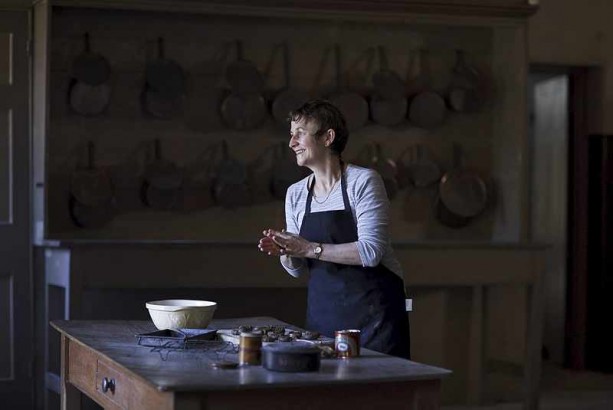 The Cook making ginger nut biscuits in the kitchen at Vaucluse House.