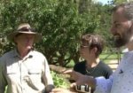 The Cook and the Curator in the Vaucluse House kitchen garden with gardener Anita.