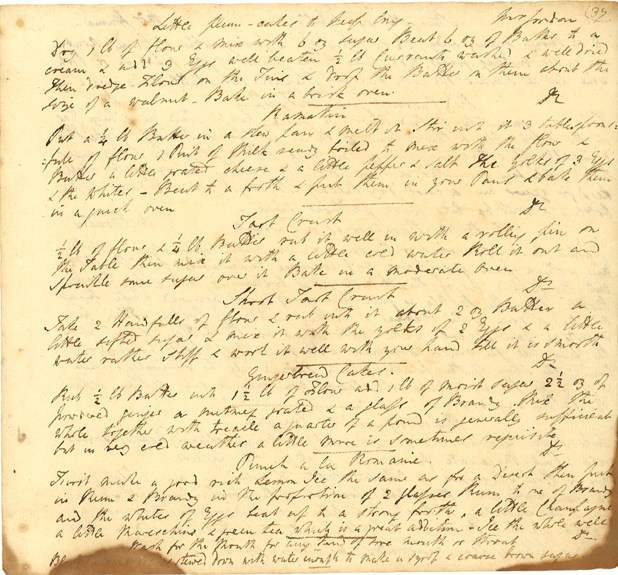 Handwritten recipe book, 1832-1837.