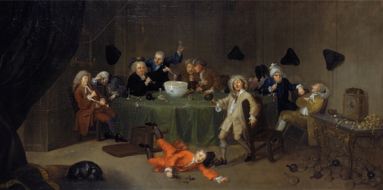 A midnight modern conversation, William Hogarth, circa 1732. Yale Center for British Art, Paul Mellon Collection