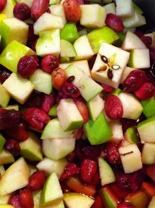 Chopped lilly pilly and apple.