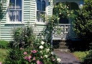 A view of the garden path leading to front verandah of Meroogal