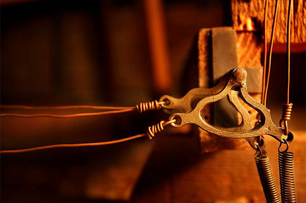 Bell pull mechanism in the roof at Elizabeth Farm