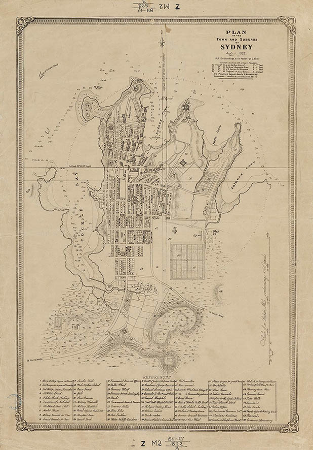 Plan of the Town and Suburbs of Sydney, August, 1822