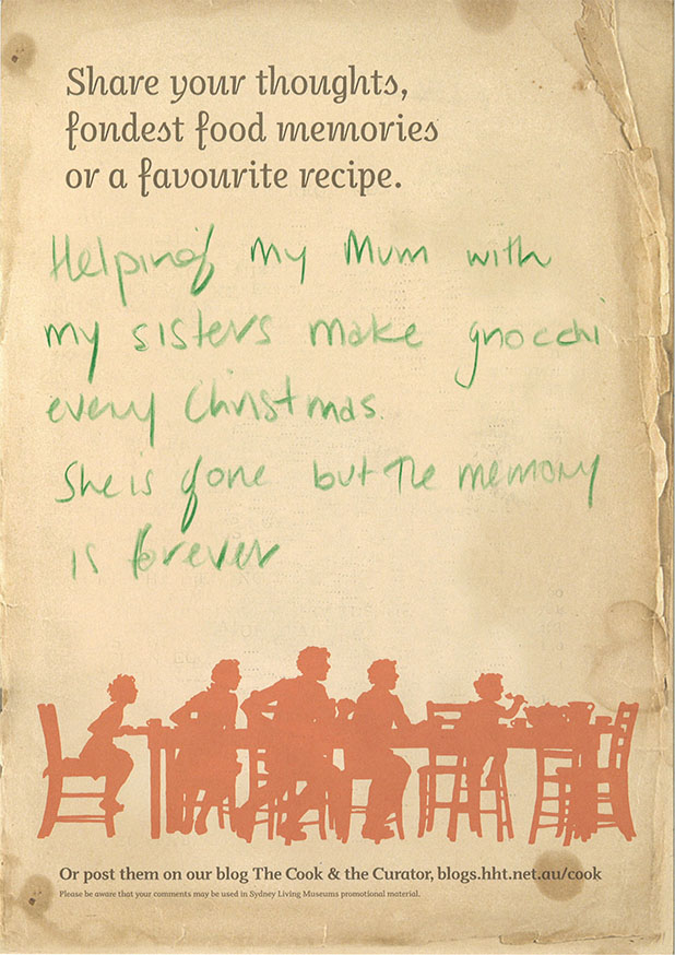 Visitor comment from the Eat your history: a shared table exhibition, Christmas gnocchi