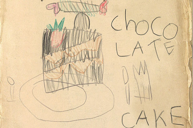 Chocolate cake drawn by a visitor to the Eat your history: a shared table exhibition