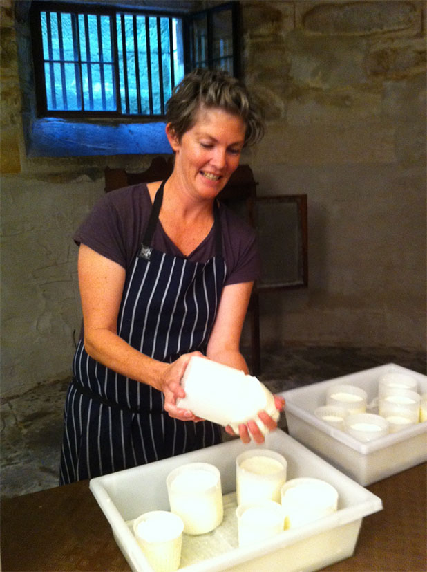 Kristen Allan making cheese in the cellar at Elizabeth Bay House