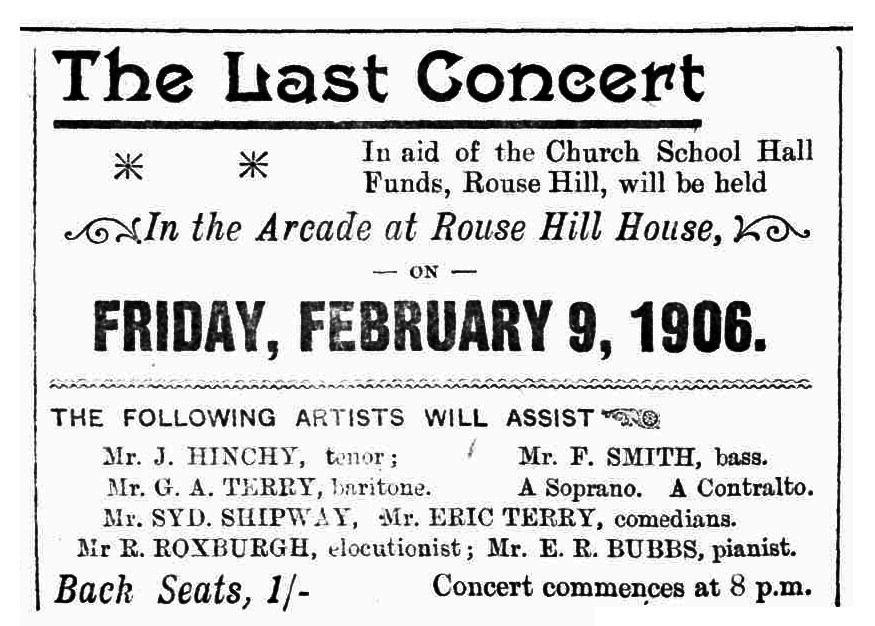 Concert advertisement from The Windsor and Richmond Gazette Saturday 10th February 1906