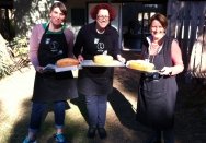 Eat your history recipe testing volunteers with Meroogal sponge cakes. Photo © Sydney Living Museums