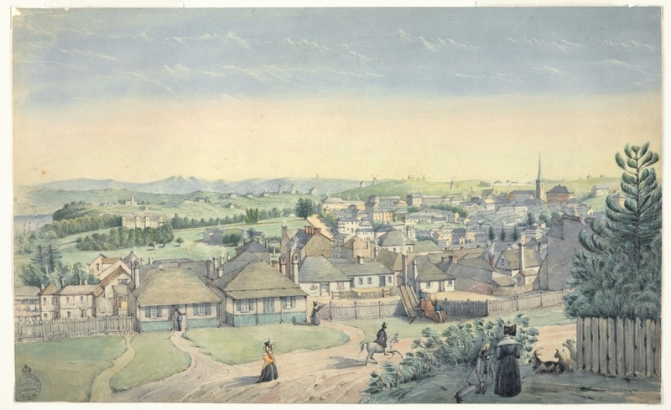 View from Flagstaff Hill ca 1844 attributed to Joseph Fowles