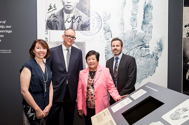 Curator Nicola Teffer with Sydney Living Museums chairman Michael Rose, the Hon Helen Sham-Ho OAM and Sydney Living Museums director Mark Goggin in the Celestial City: Sydney's Chinese Story exhibition.