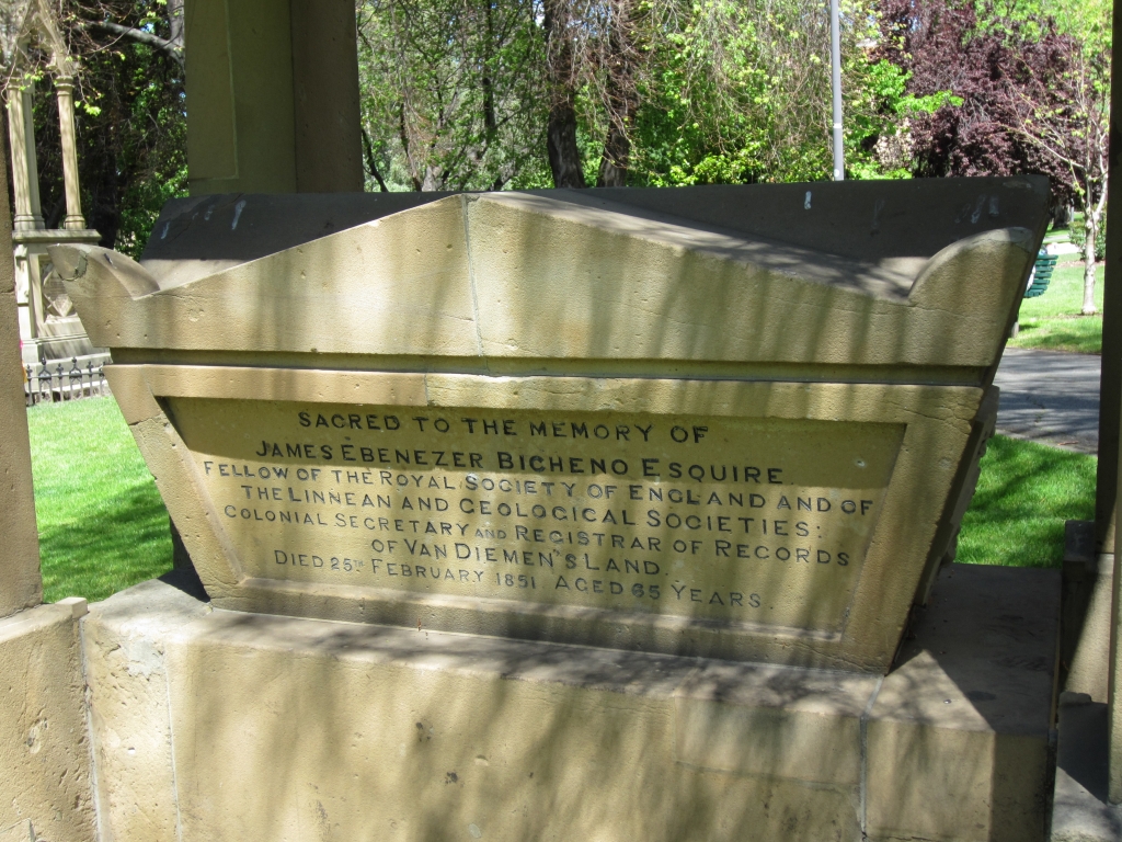 Funerary monument for James Ebeneezer Bicheno, 1855, St. David's Park, Hobart