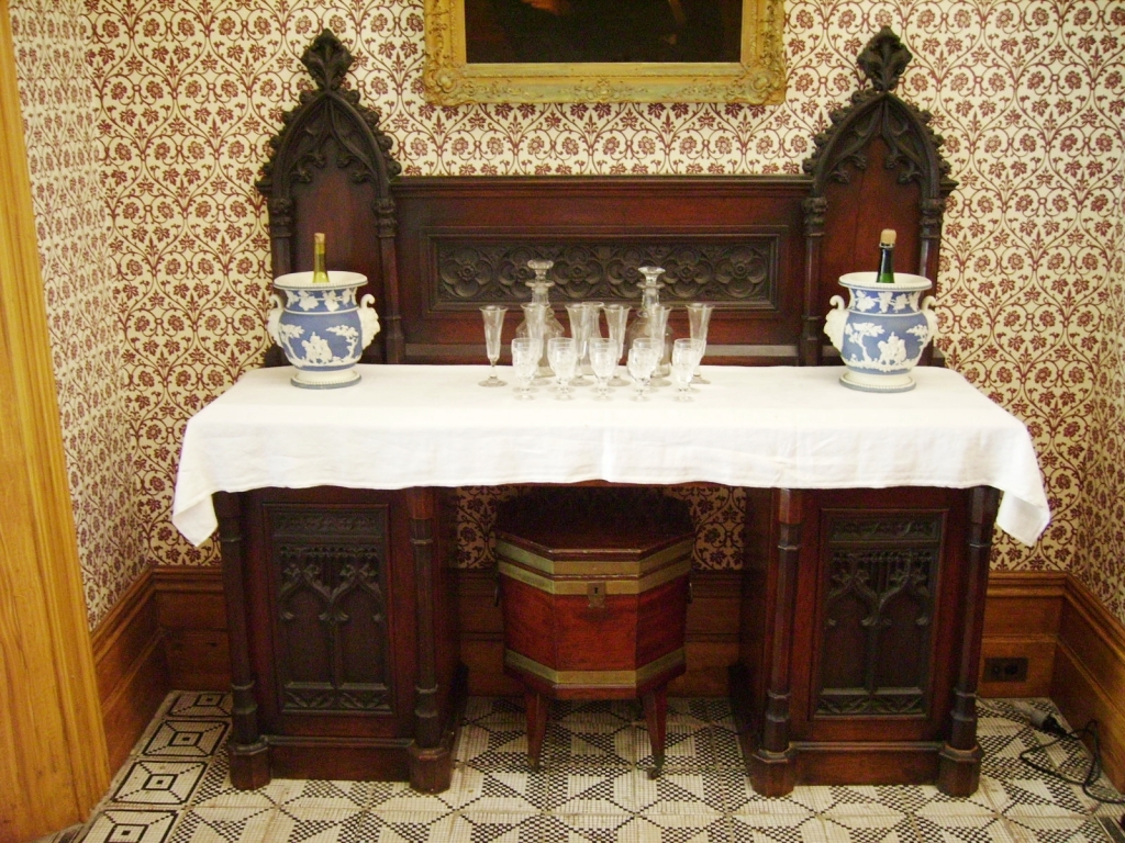 Gothic Revival sideboard and cellaret in the dining room at Vaucluse House