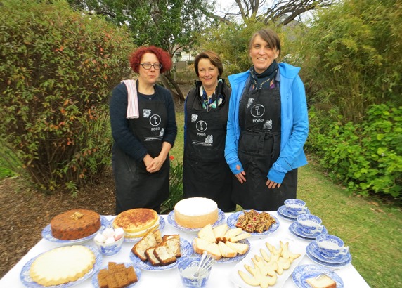 Margot, Paula and Charmaine, recipe testing volunteers, with an impressive spread from Meroogal manuscript recipes.