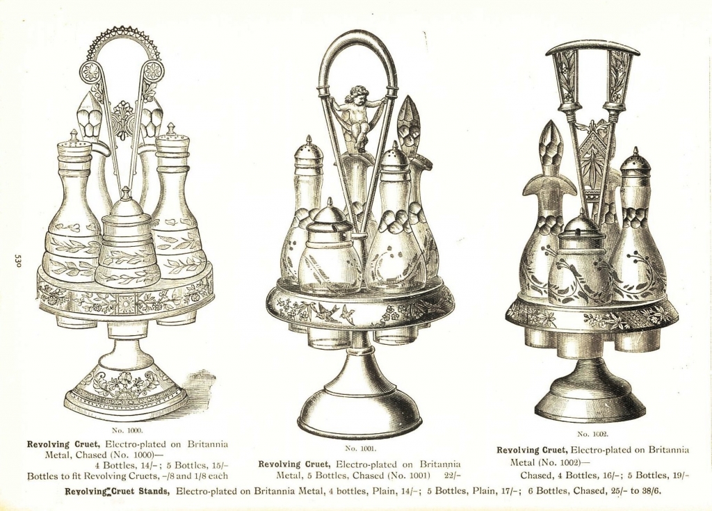 Revolving cruet sets advertised by Anthony Hordern & Sons in their July 1914 catalogue page 530