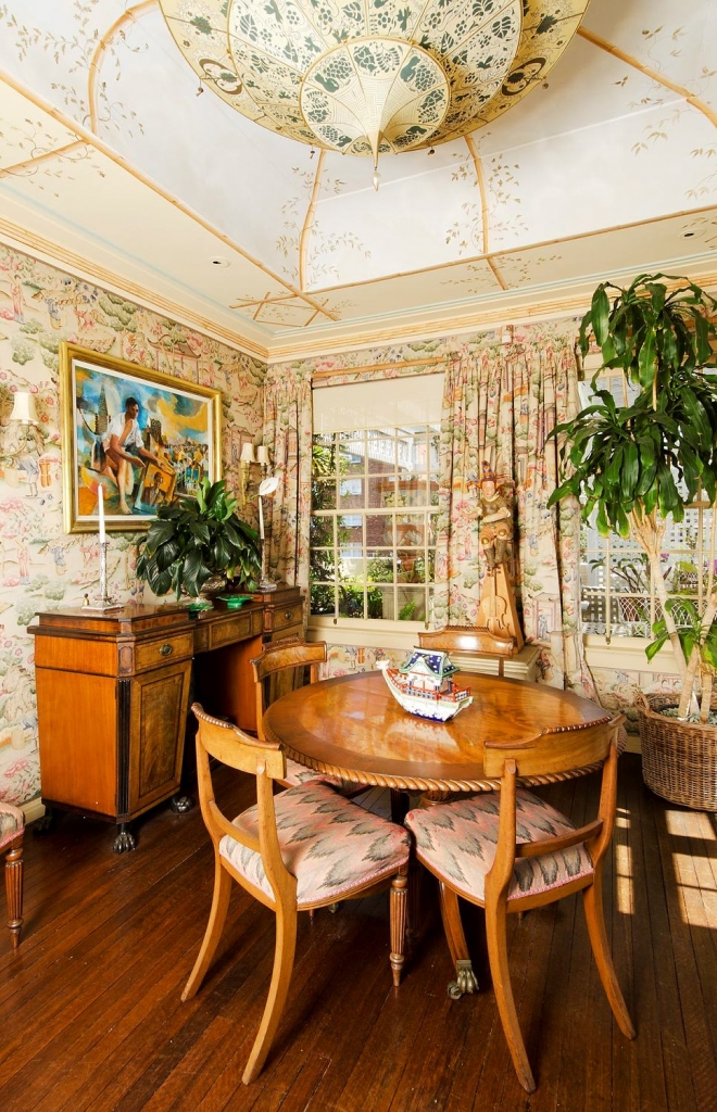 Dining room in designer Leslie Walford's penthouse apartment