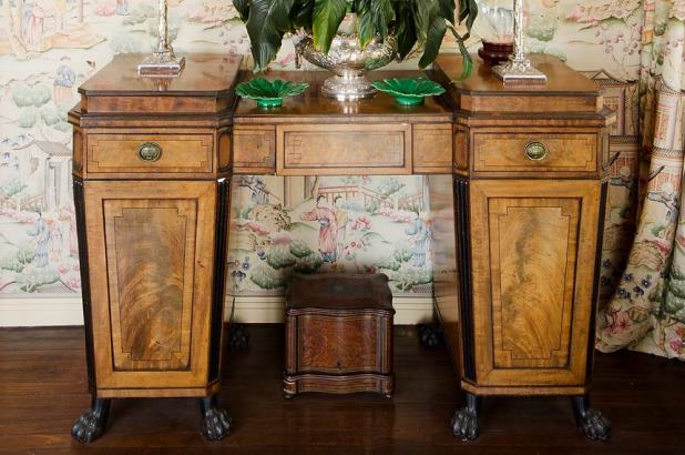 Regency sideboard in the dining room of Leslie Walford's apartment